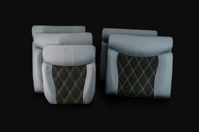 Robinson R66 Custom Leather Interior Seats |Gray/Alcantara Suede|