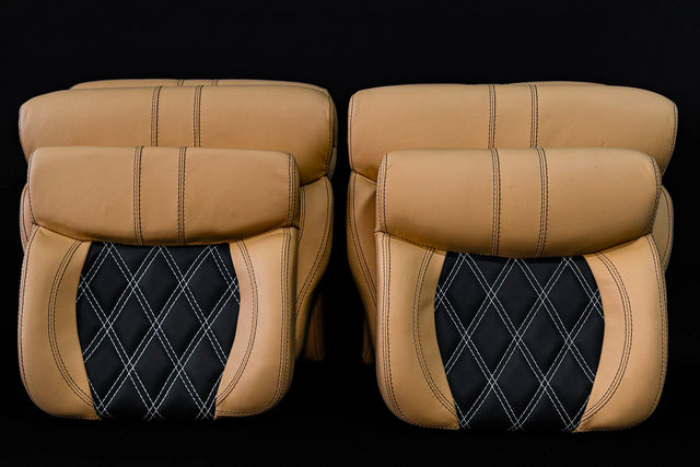 Robinson R44 Custom Stitched Leather Interior Seats |Black/Tan|