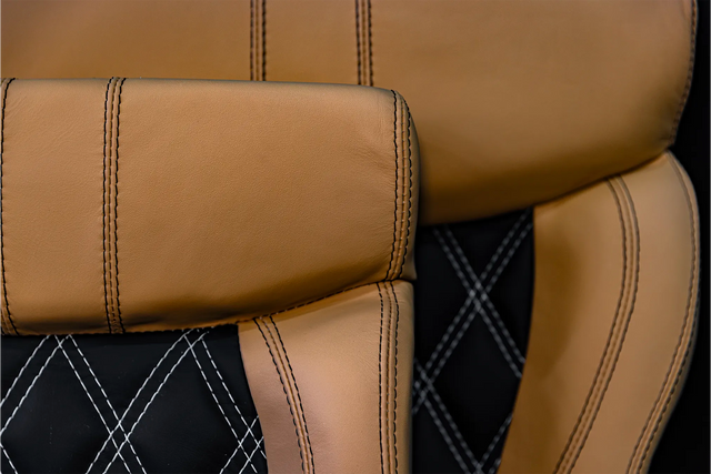 Robinson R44 Custom Stitched Leather Interior Seats |Black/Tan|